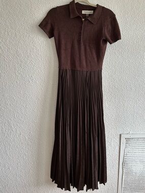 Taylor Brown Short-Sleeve Polo Maxi Dress